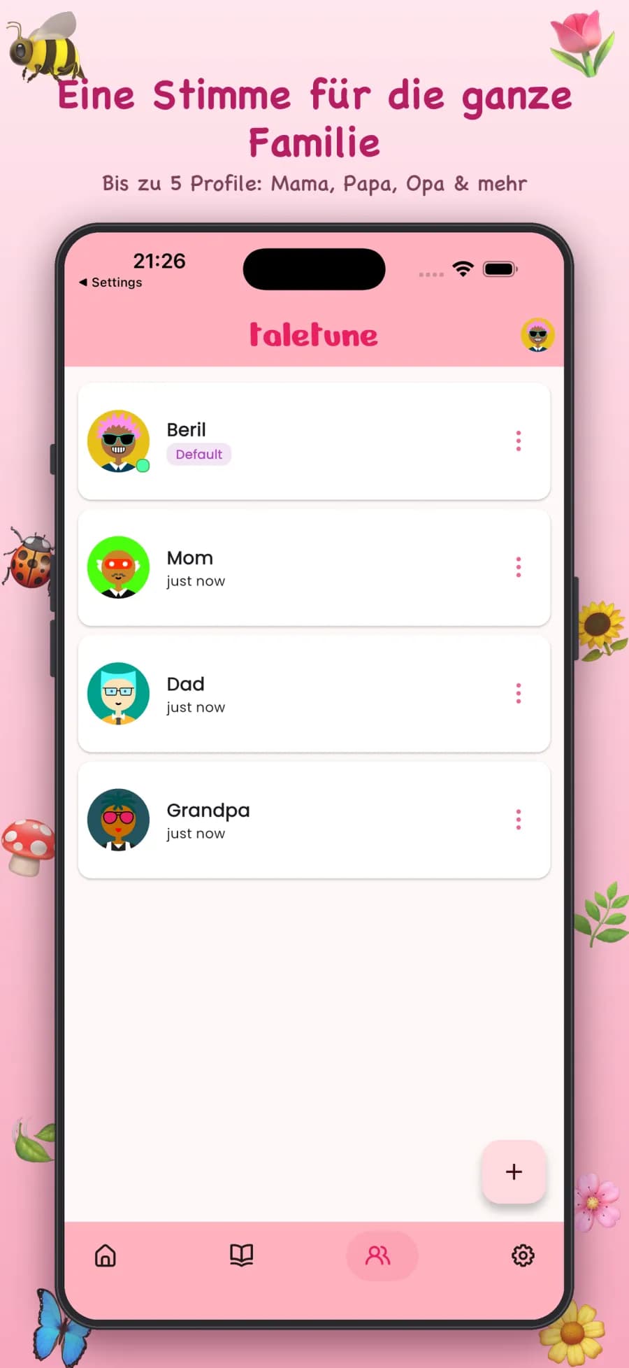 Sprachprofile der Familie in Taletune